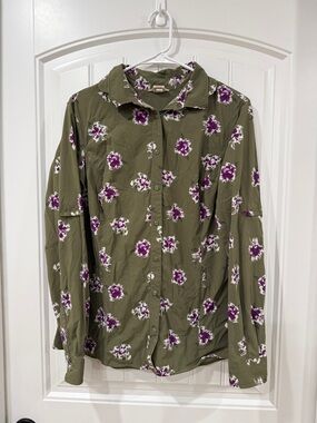 EUC Duluth Trading Co Duluthflex Floral Button Down Blouse